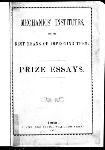 Cover for Mechanics' institutes and the best means of improving them