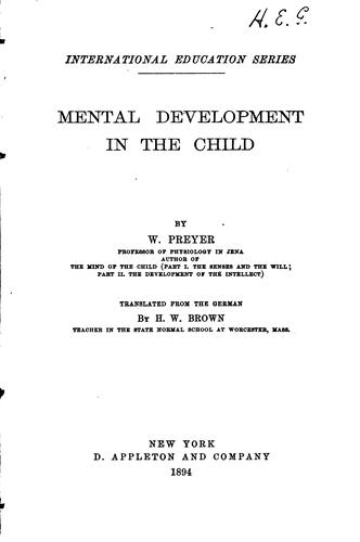 Cover for Mental development in the child