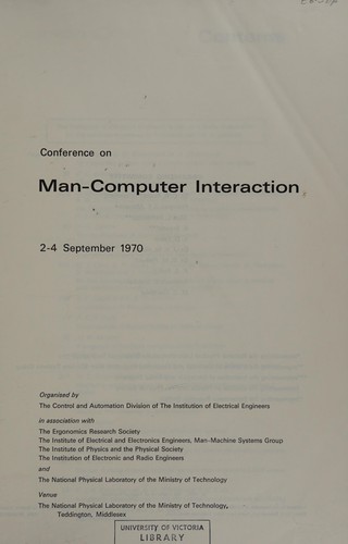 Cover for Conference on man-computer interaction, 2-4 September, 1970.
