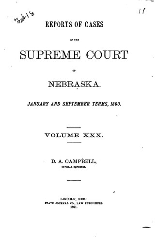 Cover for Reports of Cases in the Supreme Court of Nebraska