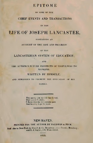 Cover for Epitome of Some of the Chief Events and Transactions in the Life of Joseph Lancaster