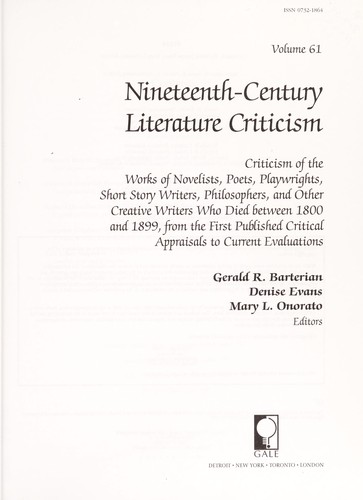 Cover for NCLC Vol 61 Nineteenth-Century Literature Criticism