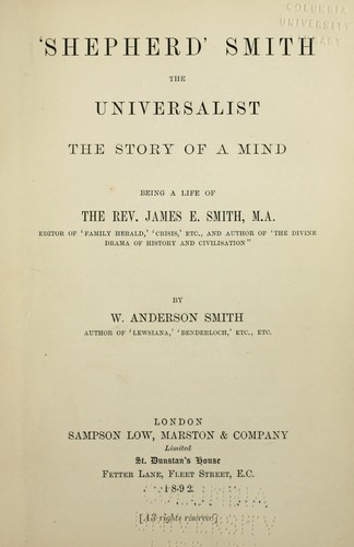 Cover for "Shepherd" Smith the Universalist