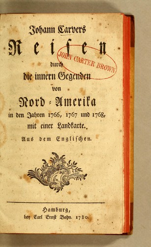 Cover for Johann Carvers Reisen durch die innern Gegenden von Nord-Amerika in den Jahren 1766, 1767 und 1768
