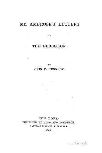 Cover for Mr. Ambrose's letters on the rebellion.