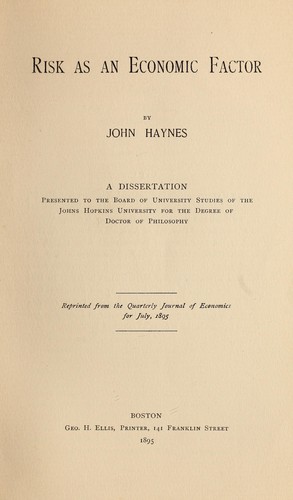 Cover for Risks as an economic factor