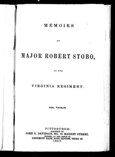 Cover for Memoirs of Major Robert Stobo of the Virginia Regiment