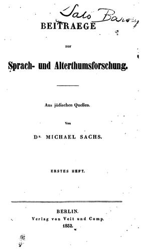 Cover for Beitraege zur sprach-und Alterthumsforschung: Aus jüdischen Quellen