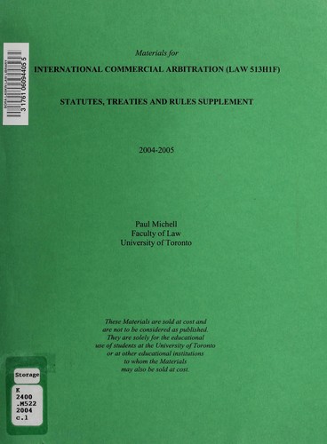 Cover for Materials for international commercial arbitration (513H1F)