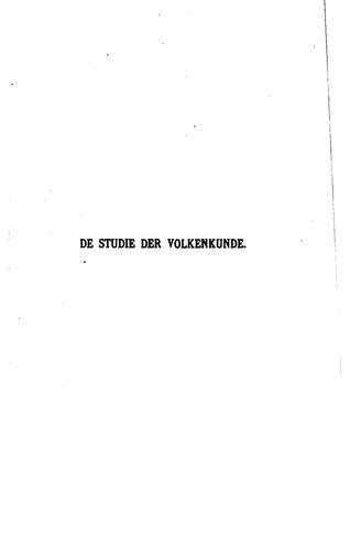 Cover for De studie der volkenkunde