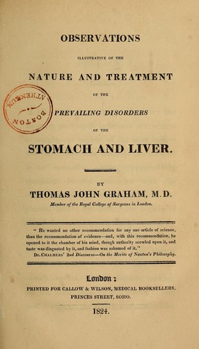 Cover for Observations illustrative of the nature and treatment of the prevailing disorders of the stomach and liver