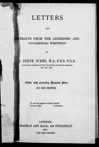 Cover for Letters and extracts from the addresses and occasional writings of J. Beete Jukes, M.A. F.R.S. F.G.S.