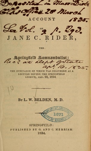 Cover for An account of Jane C. Rider