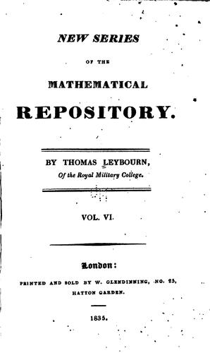 Cover for New Series of The Mathematical Repository