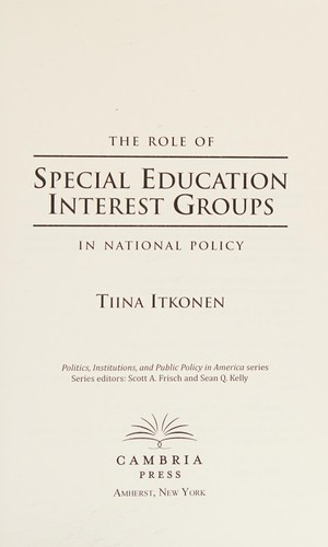 Cover for The role of special education interest groups in national policy