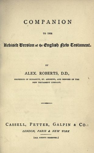Cover for Companion to the revised version of the English New Testament
