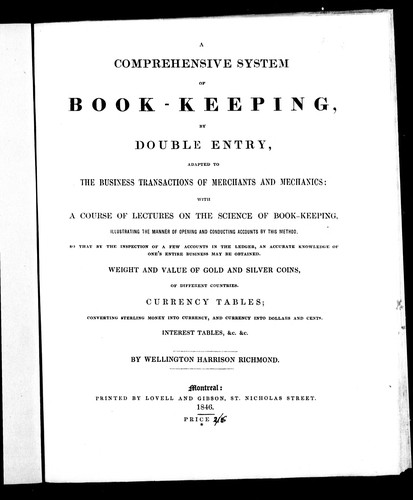 Cover for A comprehensive system of book-keeping, by double entry, adapted to the business transactions of merchants and mechanics
