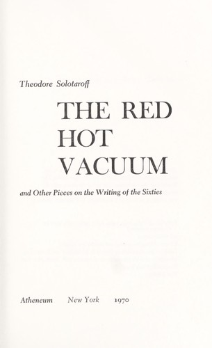 Cover for The red hot vacuum, and other pieces on the writing of the sixties