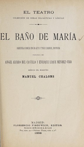 Cover for El baño de María