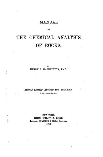 Cover for Manual of the chemical analysis of rocks