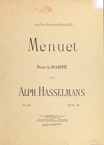 Cover for Menuet pour la harpe, op. 34