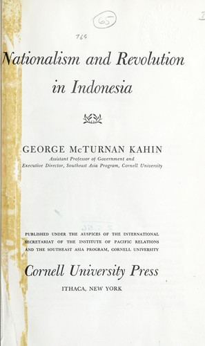 Cover for Nationalism and revolution in Indonesia.