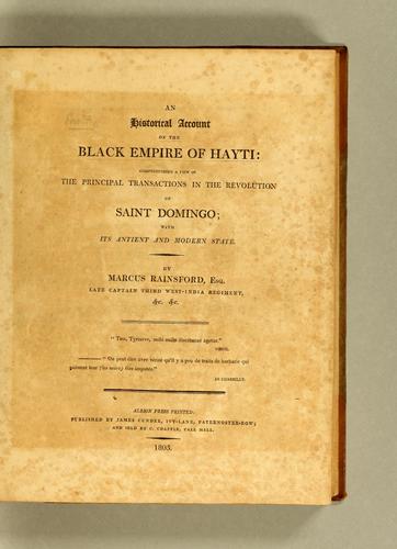 Cover for An historical account of the black empire of Hayti