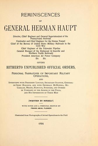 Cover for Reminiscences of General Herman Haupt