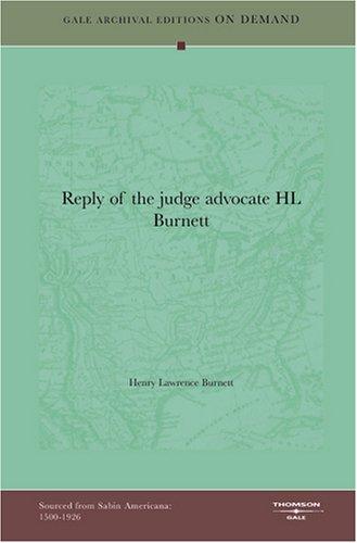 Cover for Reply of the judge advocate HL Burnett