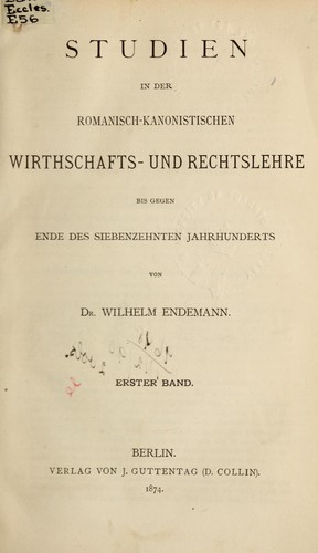 Cover for Studien in der romanisch-kanonistischen Wirthschafts- und Rechtslehre