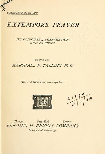 Cover for Extempore prayer