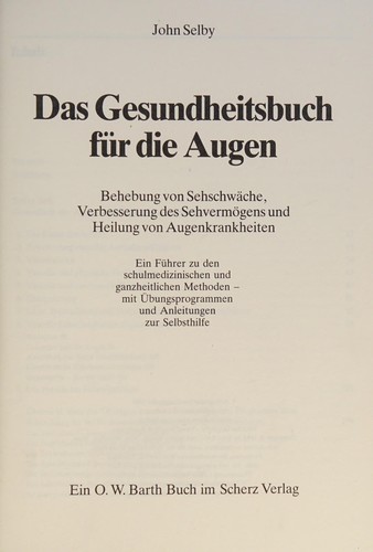 Cover for Das Gesundheitsbuch für die Augen