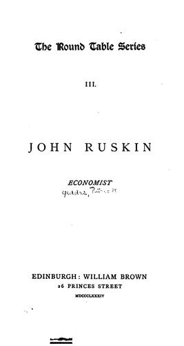 Cover for John Ruskin, Economist