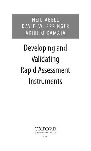 Cover for Developing and validating rapid assessment instruments