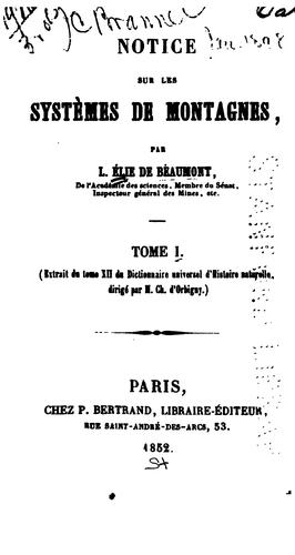 Cover for Notice sur les systèmes de montagues