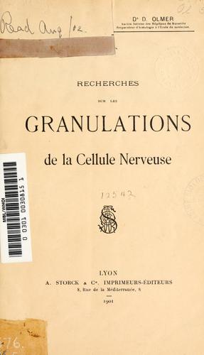 Cover for Recherches sur les granulations de la cellule nerveuse.