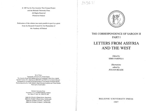 Cover for The Correspondence of Sargon II, Part III