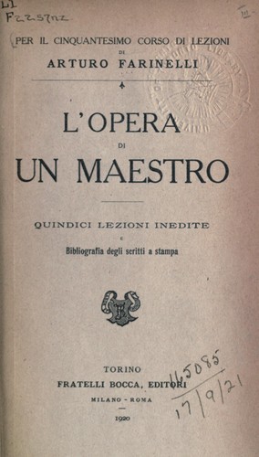 Cover for L'opera di un maestro