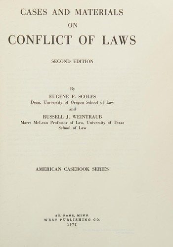 Cover for Cases and materials on conflict of laws