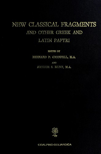 Cover for New classical fragments and other Greek and Latin papyri