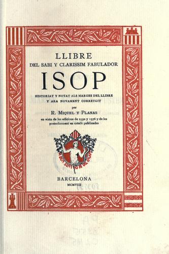 Cover for Llibre del sabi y clarissim fabulador Isop