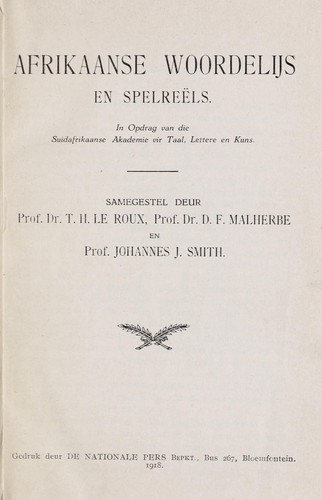 Cover for Afrikaanse woordelys en spelree ls