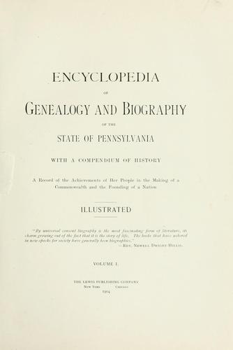 Cover for Encyclopedia of genealogy and biography of the state of Pennsylvania with a compendium of history.