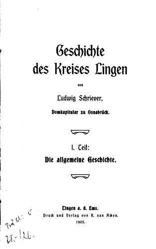 Cover for Geschichte des Kreises Lingen