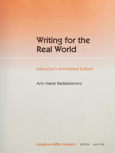 Cover for Writing for the Real World; Instructor's Annotated Edition