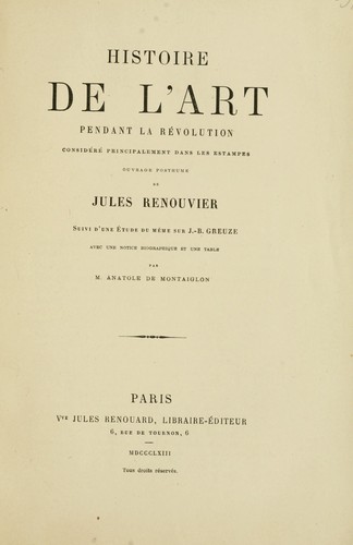 Cover for Histoire de l'art pendant la révolution