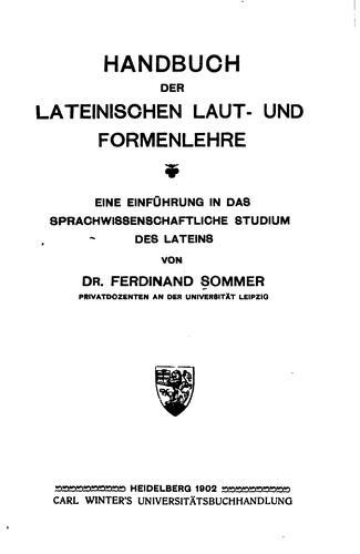 Cover for Handbuch der lateinischen Laut- und Formenlehre