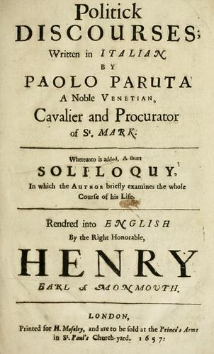 Cover for Politick discourses