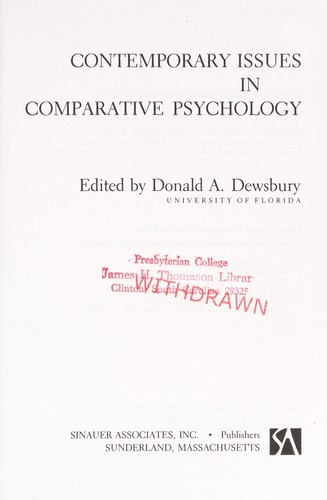 Cover for Contemporary issues in comparative psychology