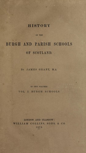 Cover for History of the burgh schools of Scotland
